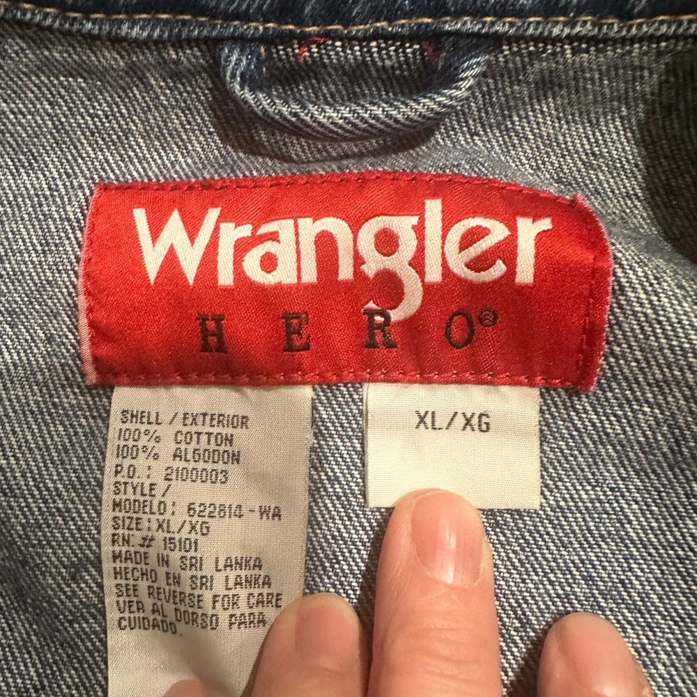Wrangler Hero Jean Jacket-Size XL - Picture 3 of 4